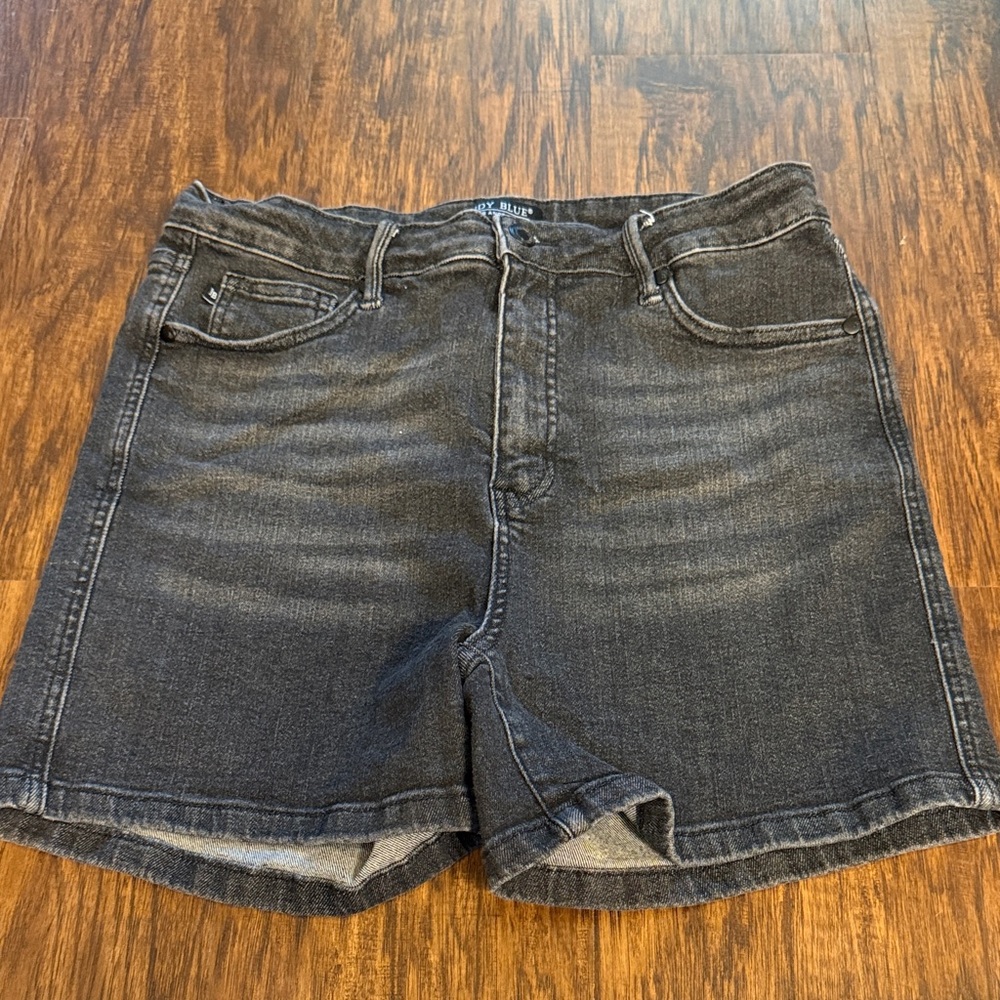 Judy Blue Women's Jean Shorts in Blue, Black, and White - Picture 14 of 16